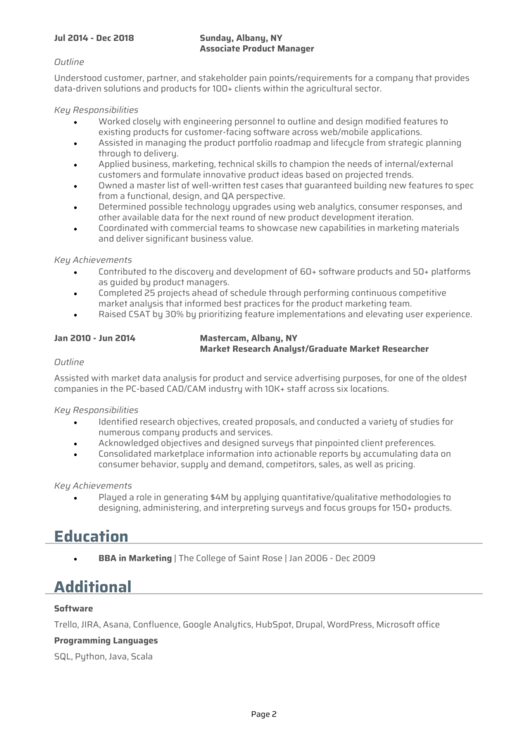 Associate Product Manager Resume 2