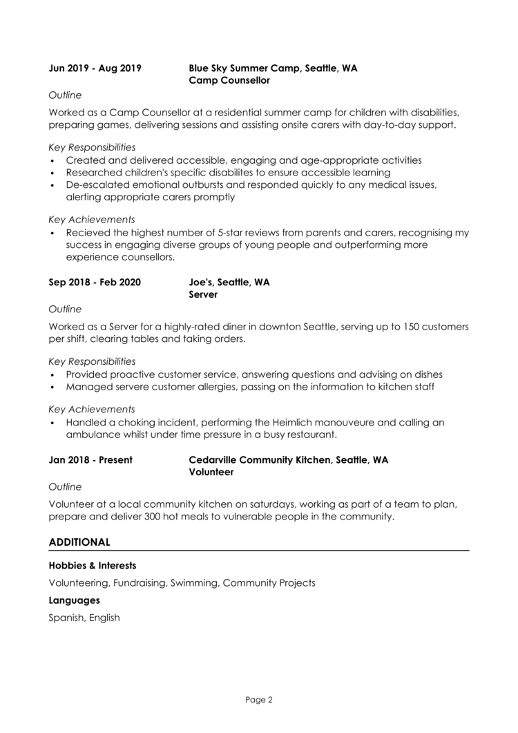 sample resume for community college teaching position