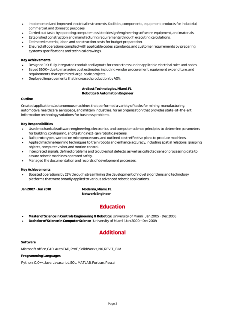 Controls Engineer Resume 2