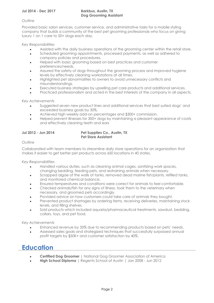 Dog Groomer resume example + guide [Get the best jobs]