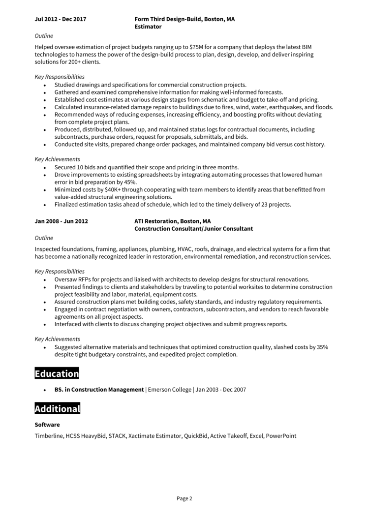 Estimator Resume 2