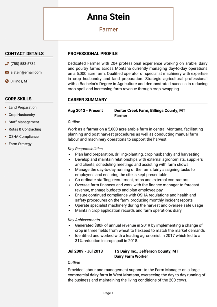 sample resume for japan farmer