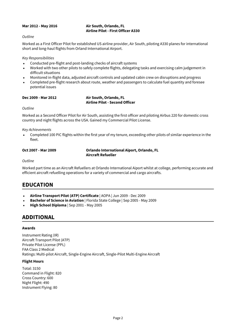 Flight Instructor Resume 2