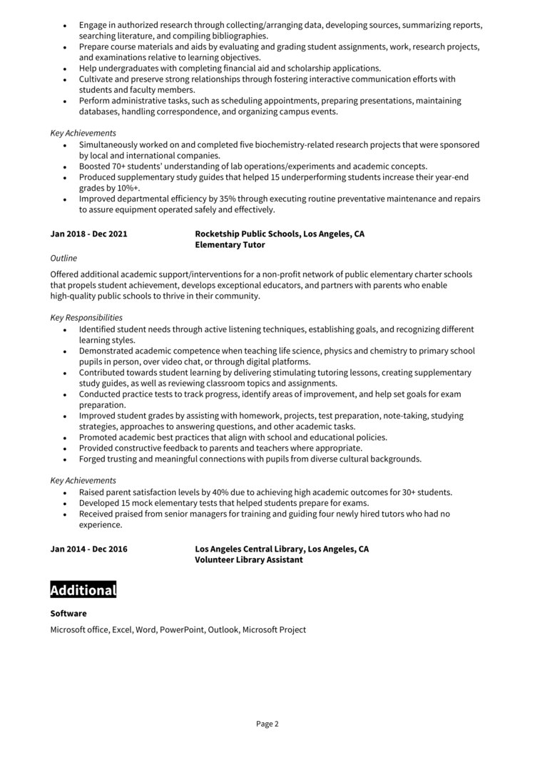 Graduate Assistant Resume 2