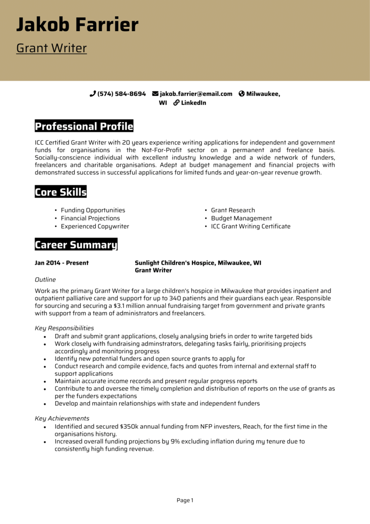 Grant Writer resume example + guide [Get the best jobs]