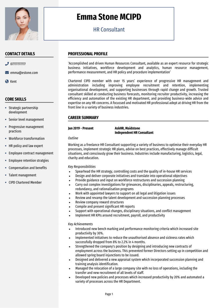 HR Consultant CV-1