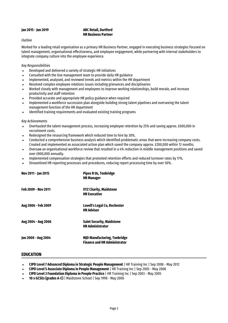 HR Consultant CV 2