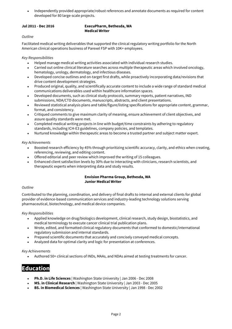 Medical Writer resume example & guide [Get hired quick]