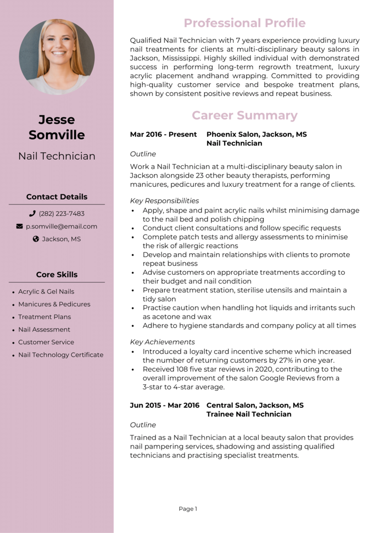 nail-technician-resume-template