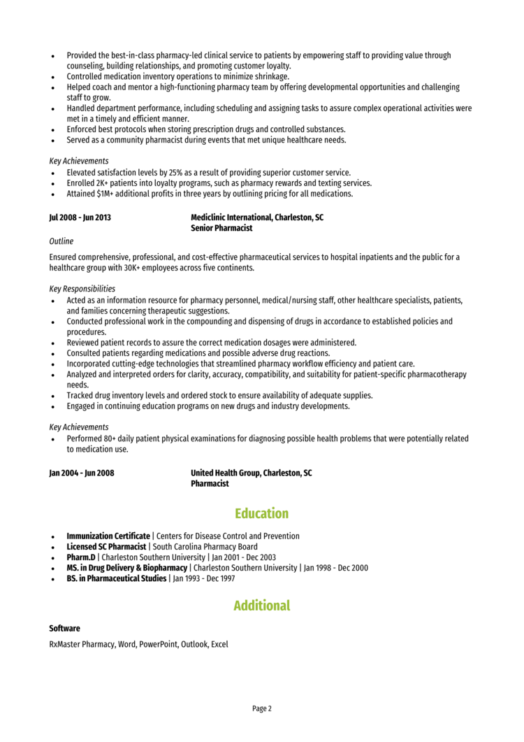 Pharmacy Manager Resume 2