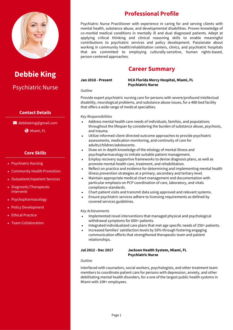 Psychiatric Nurse Resume Resume 1