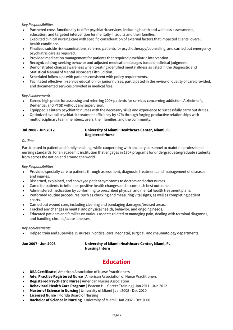 Psychiatric Nurse Resume Resume 2