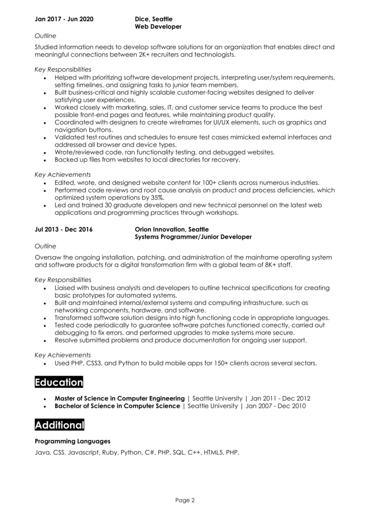 resume samples for sdet