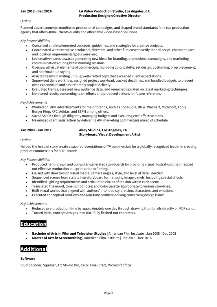 Screenwriter resume example + guide [Get job interviews]