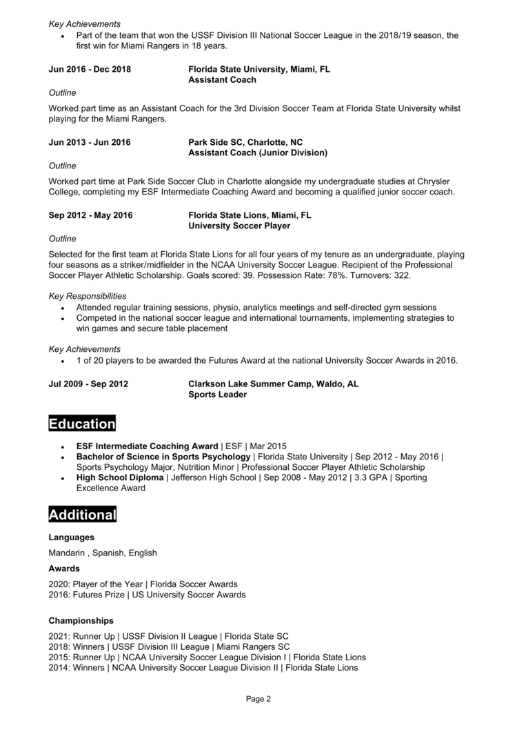 Soccer Resume 2