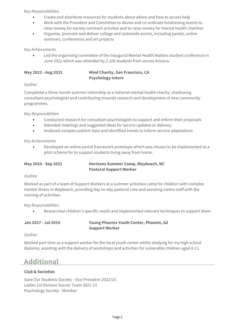 Transfer Student Resume 2