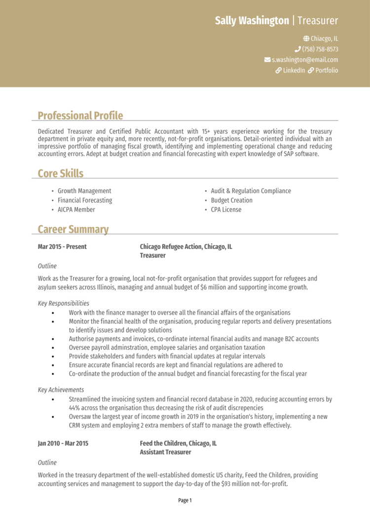 Treasurer Resume 1