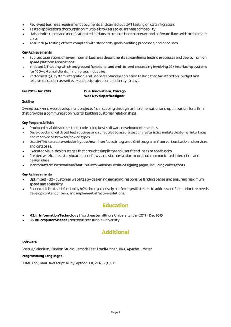 UAT Tester Resume 2