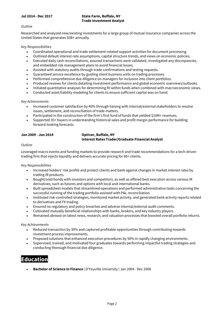 Venture Capital Resume 2