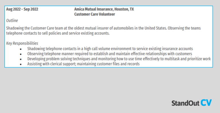 9 examples of shadowing on resumes - Customer Service Shadowing Resume Example 768x396 