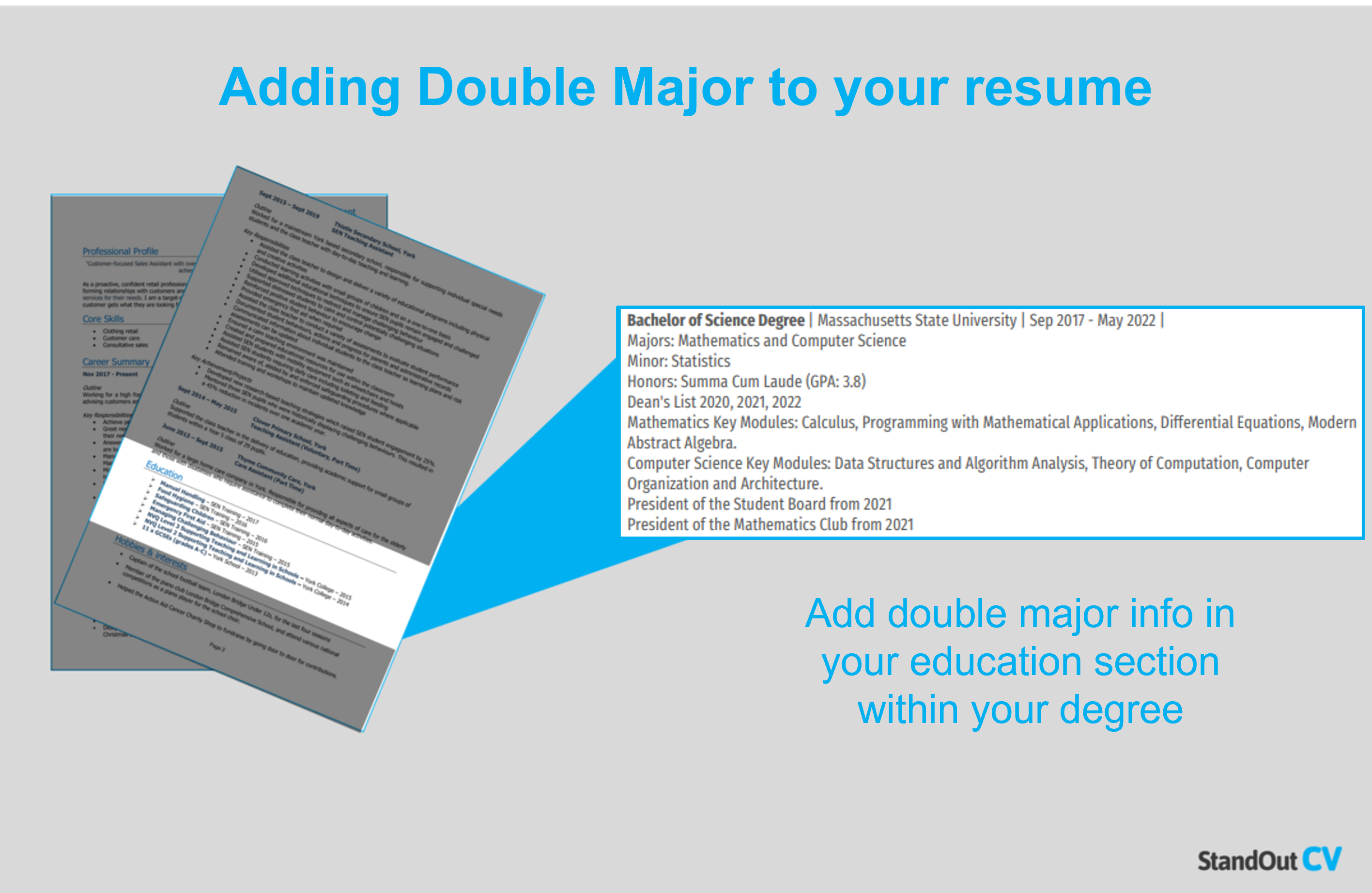 Double major on resume