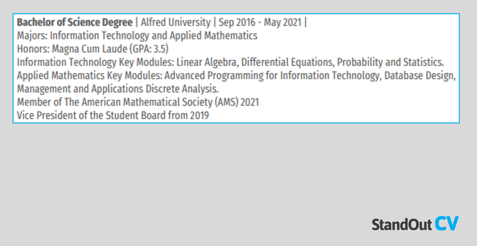 How To Write A Dual Degree On Resume