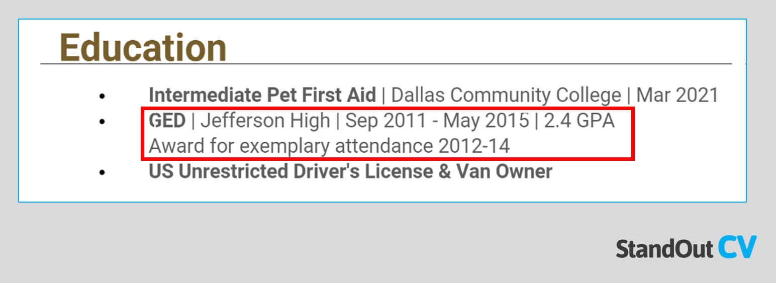 How to put your GED on your resume + examples [Get noticed]