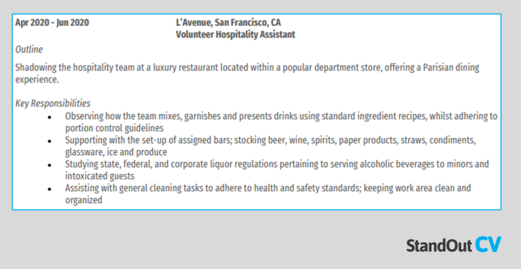 9 examples of shadowing on resumes - Hospitality Shadowing Resume Example 1024x529 
