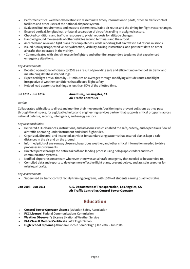 Air Traffic Controller Resume 2