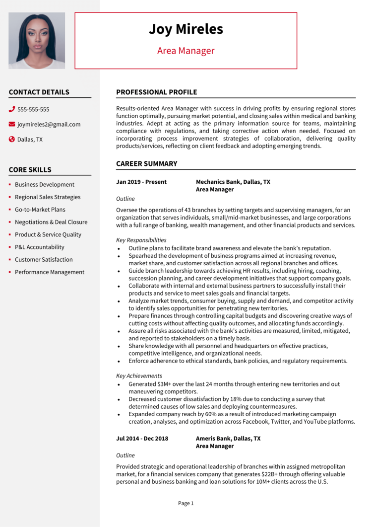 Area Manager Resume Example Guide Get A Great Job 2023   Area Manager Resume 1 