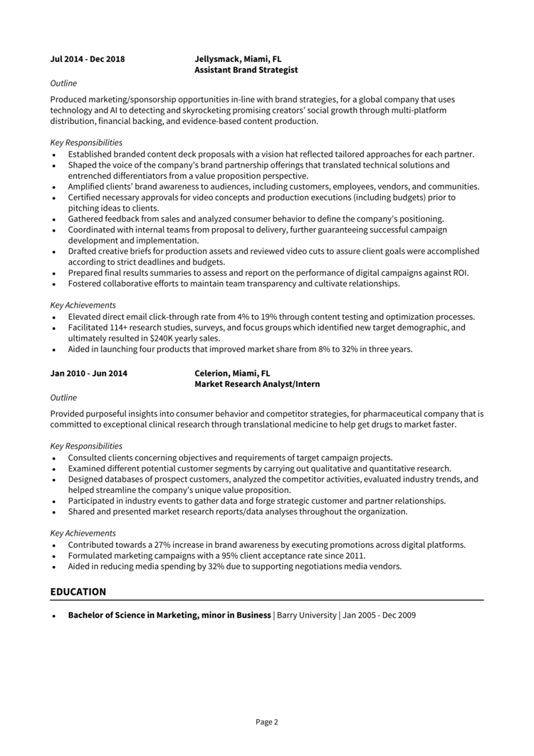 Brand Strategist Resume 2