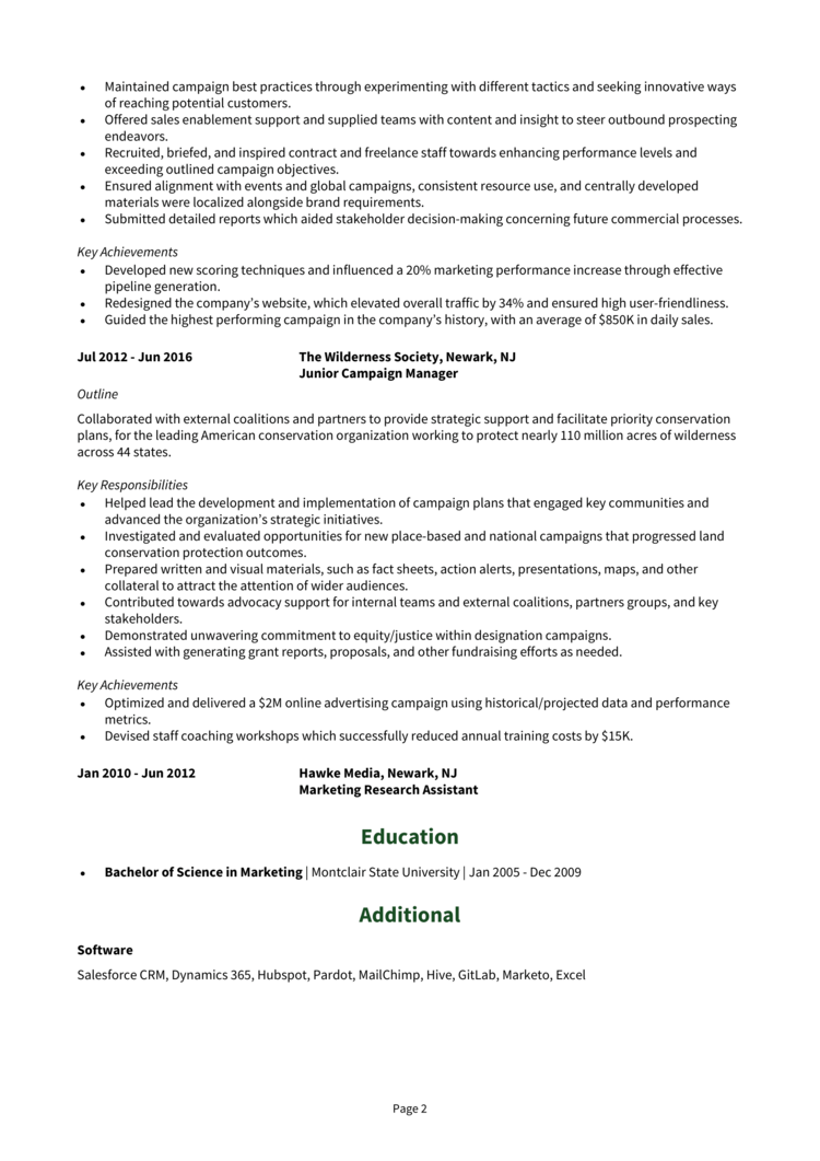 Campaign Manager Resume 2