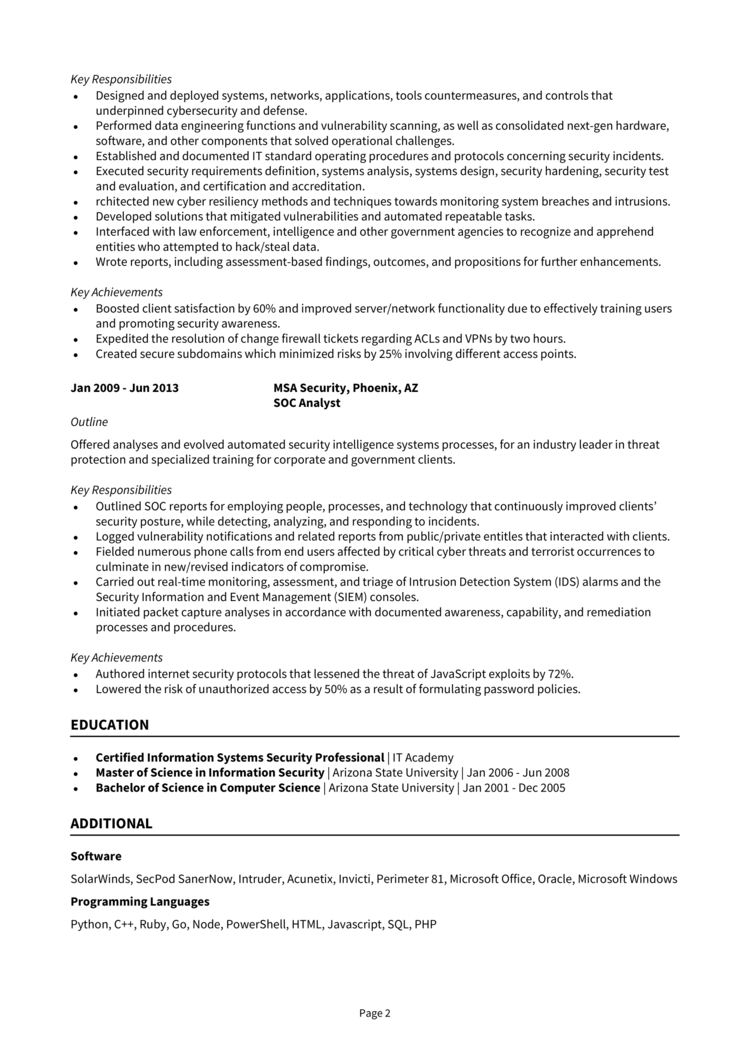 Cybersecurity Engineer Resume 2