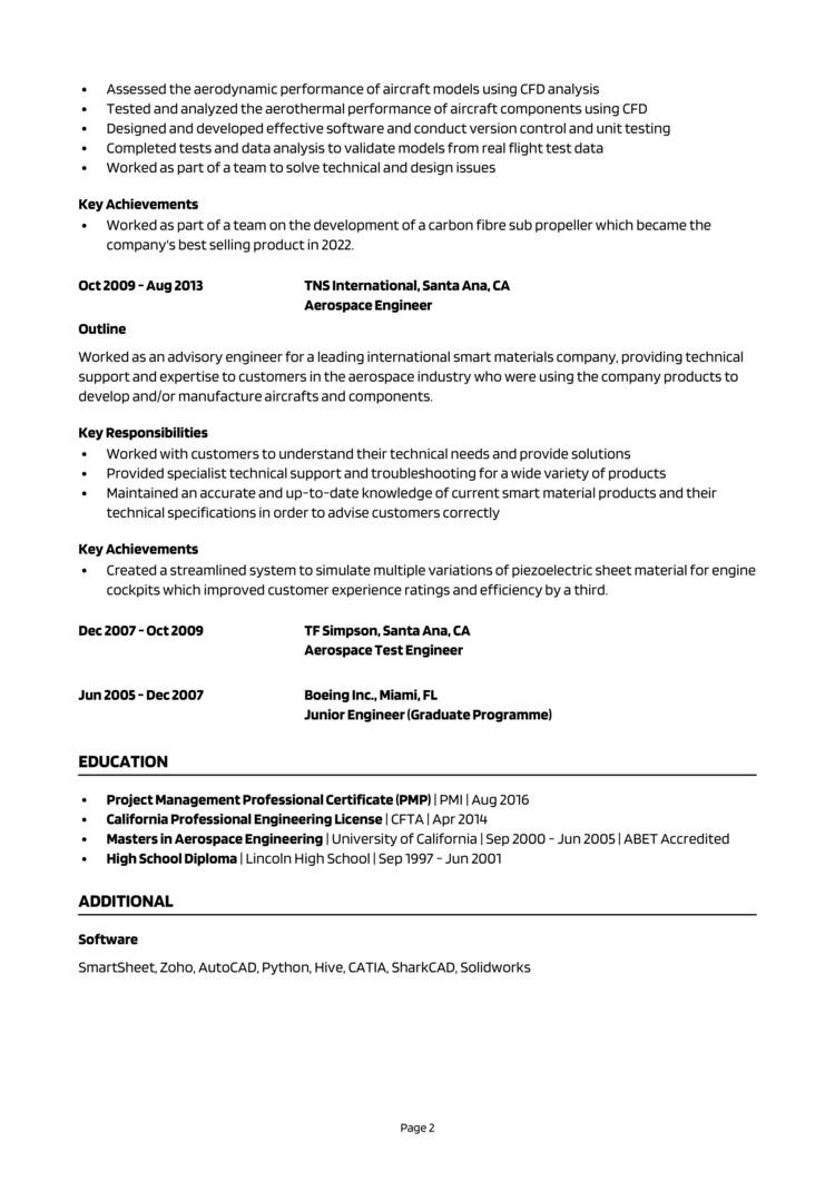 Engineering Project Manager Resume 2