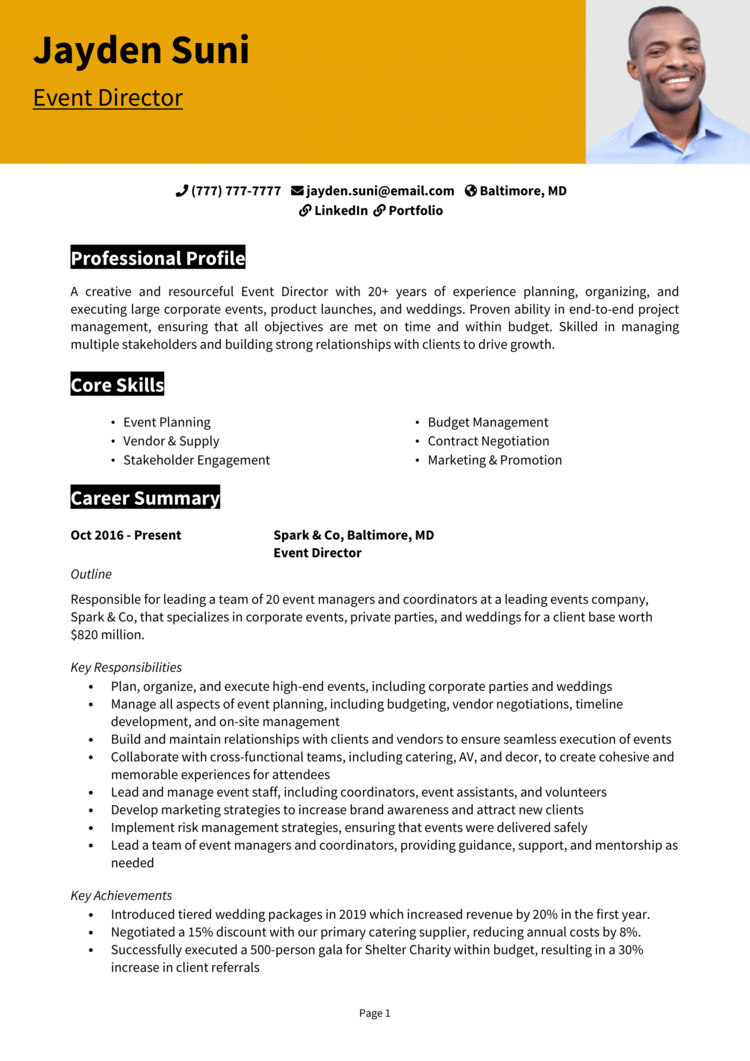 Event Director Resume 1