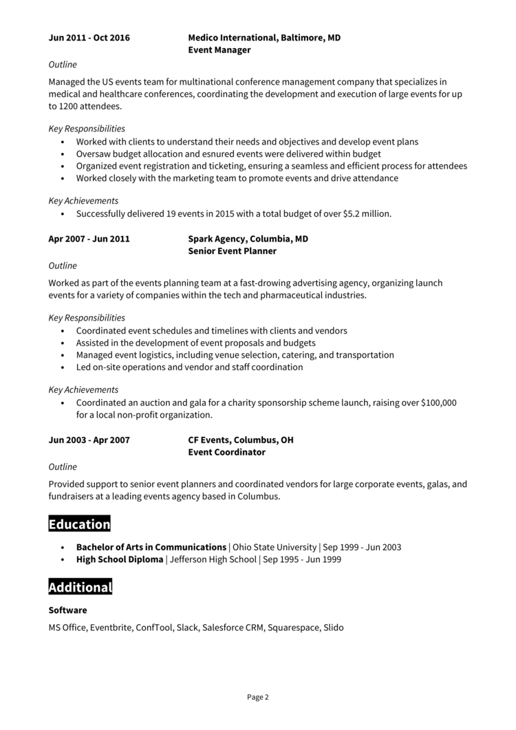 Event Director Resume 2