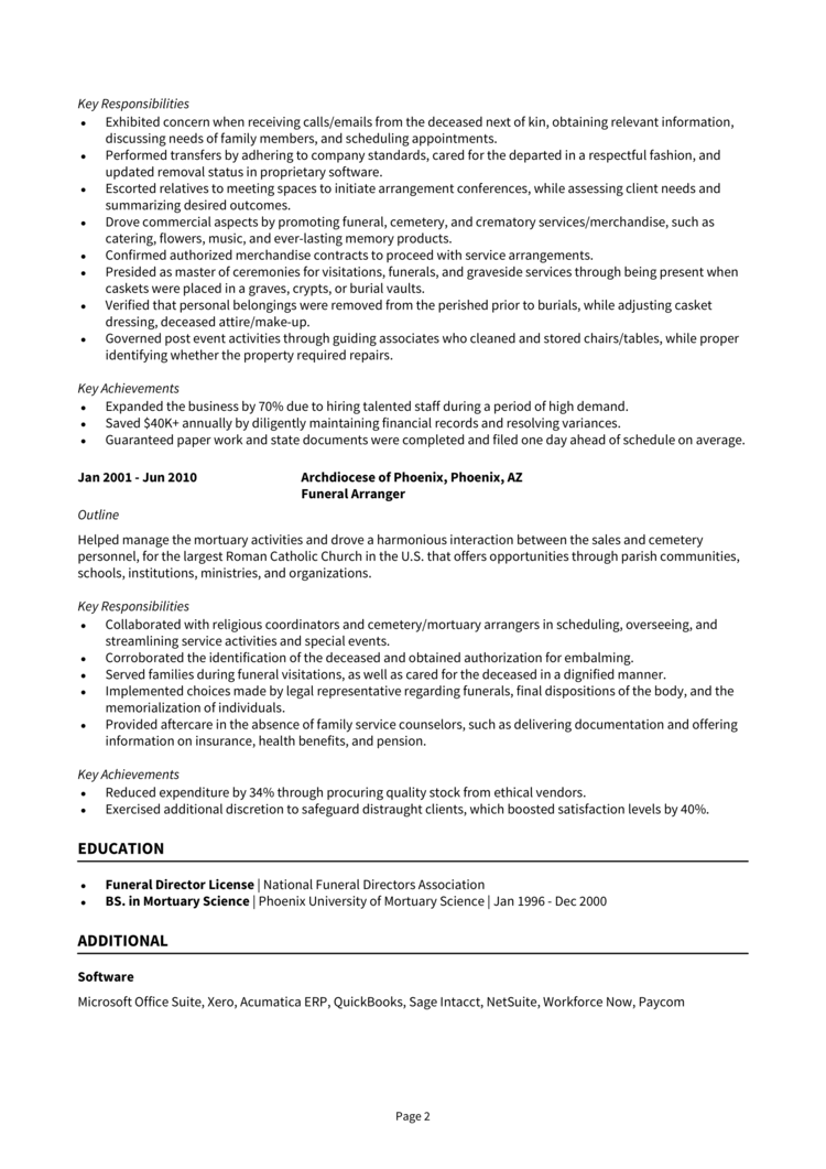 Funeral Director Resume 2