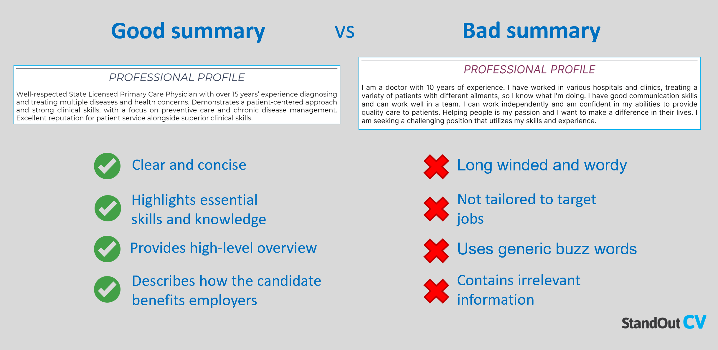 Good resume summary Vs bad