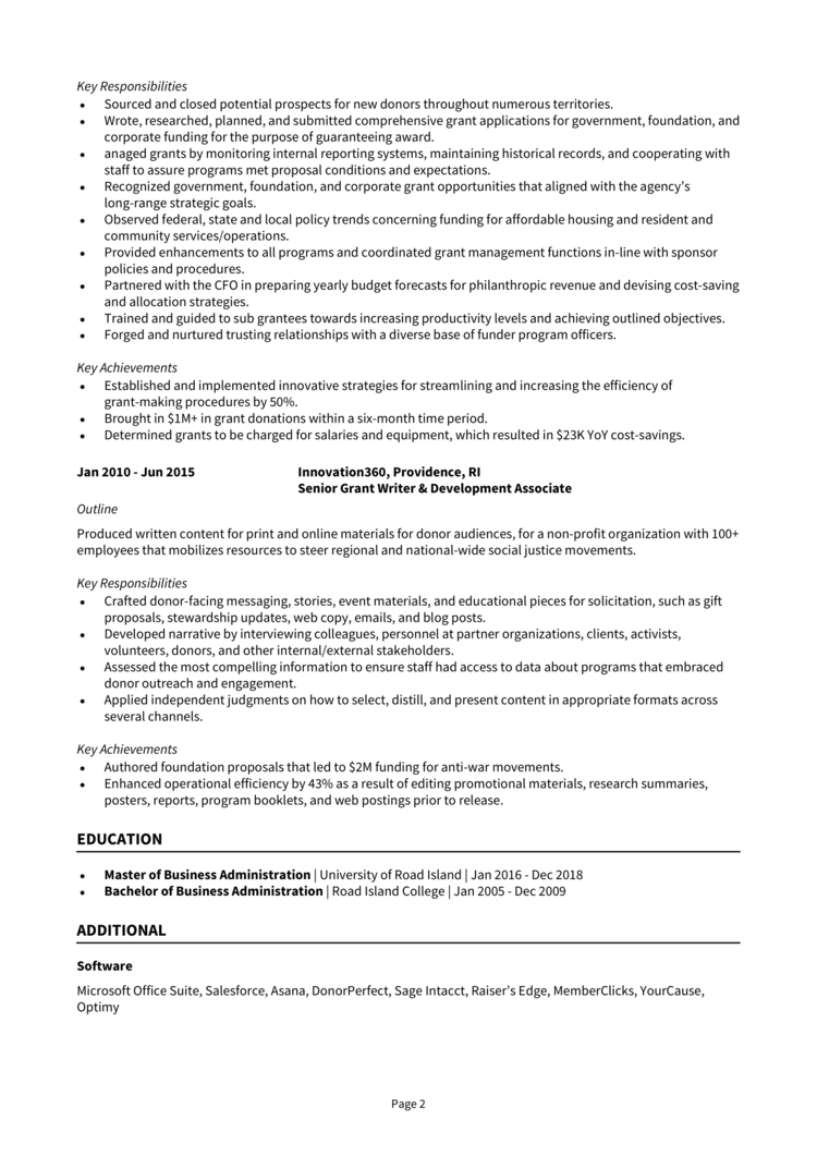 Grant Manager Resume 2