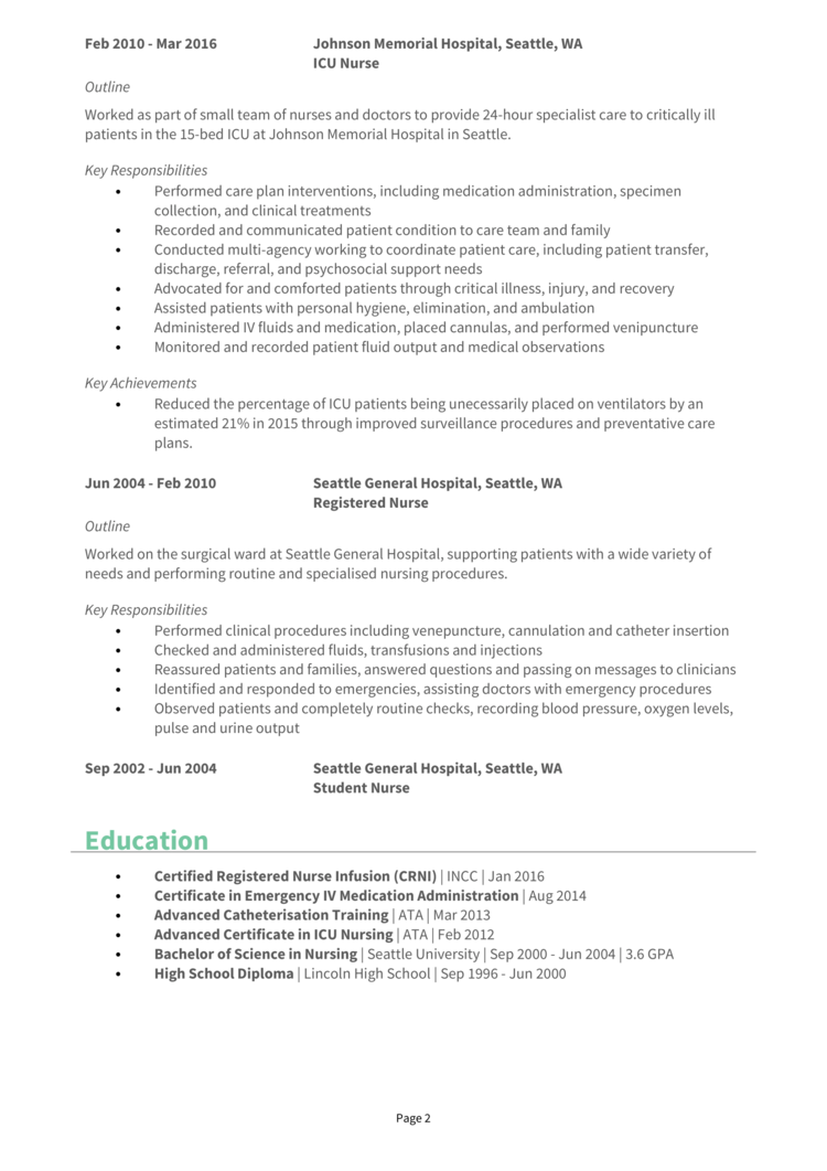 IV Infusion Nurse Resume 2