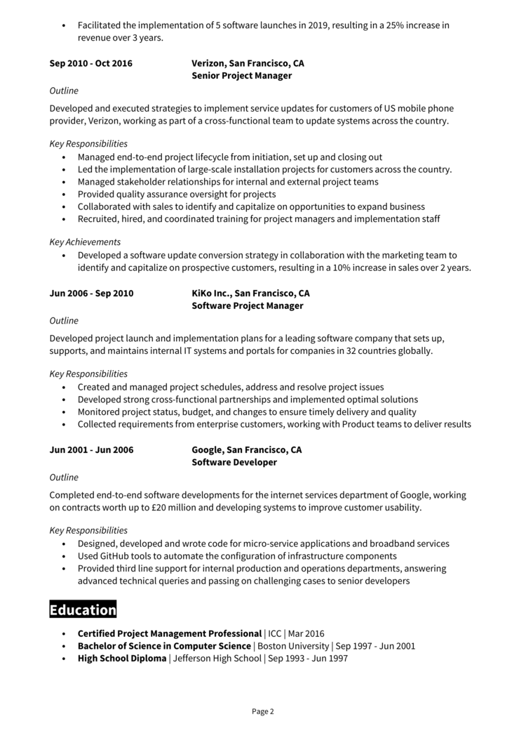 Implementation Manager Resume 2