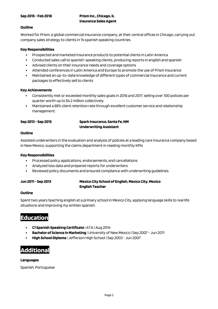 Insurance Broker Resume 2