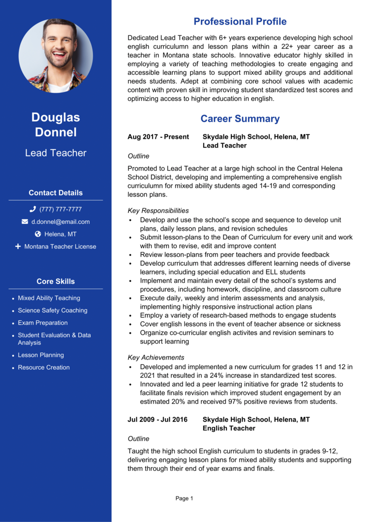 Lead Teacher Resume 1