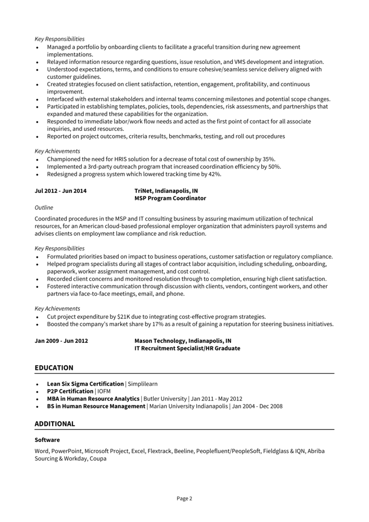 MSP Program Manager Resume 2