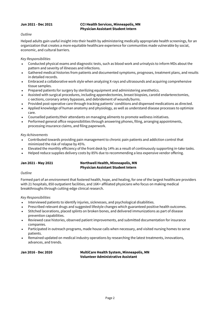 New Grad Physician Assistant Resume 2