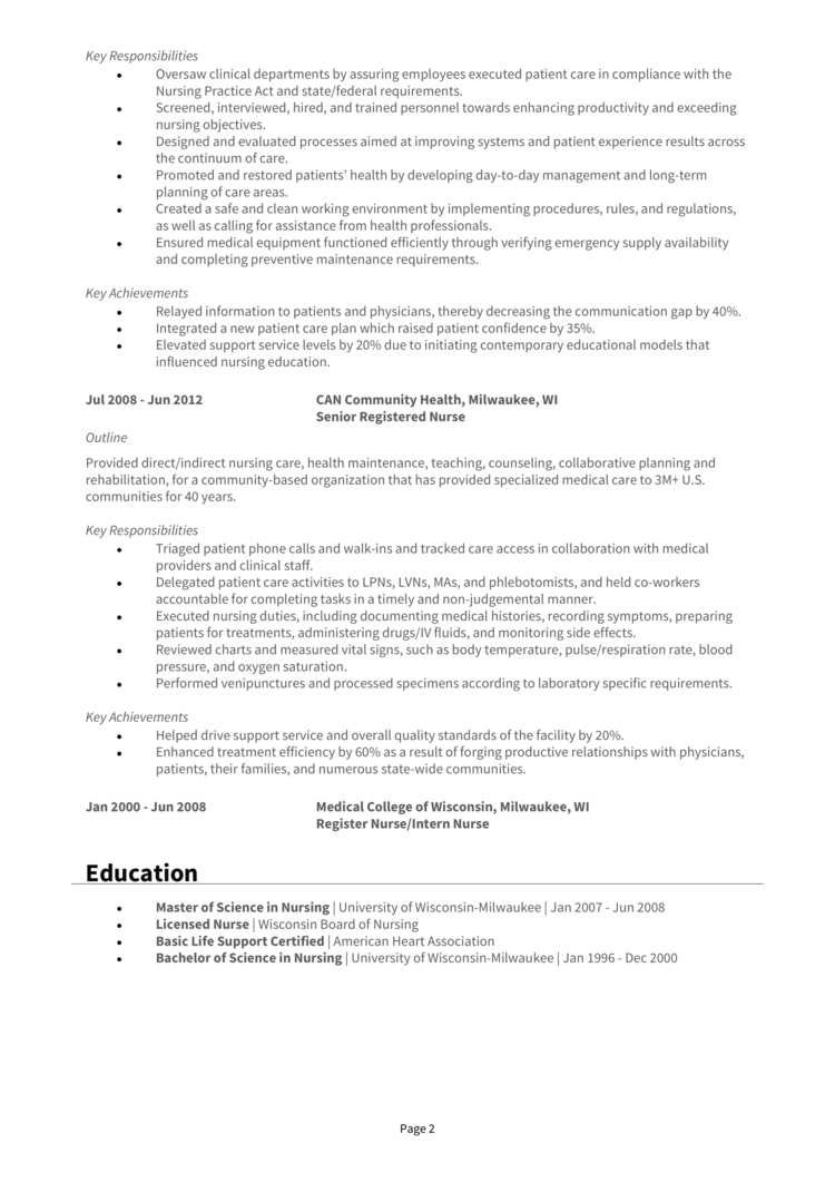 Nursing Supervisor Resume 2