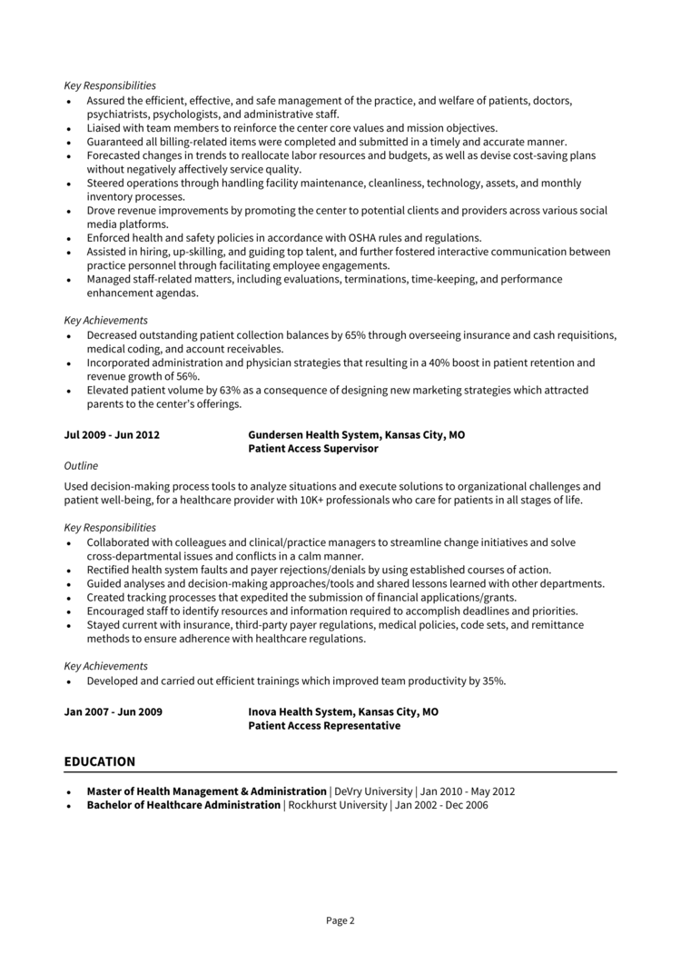 Practice Manager Resume 2