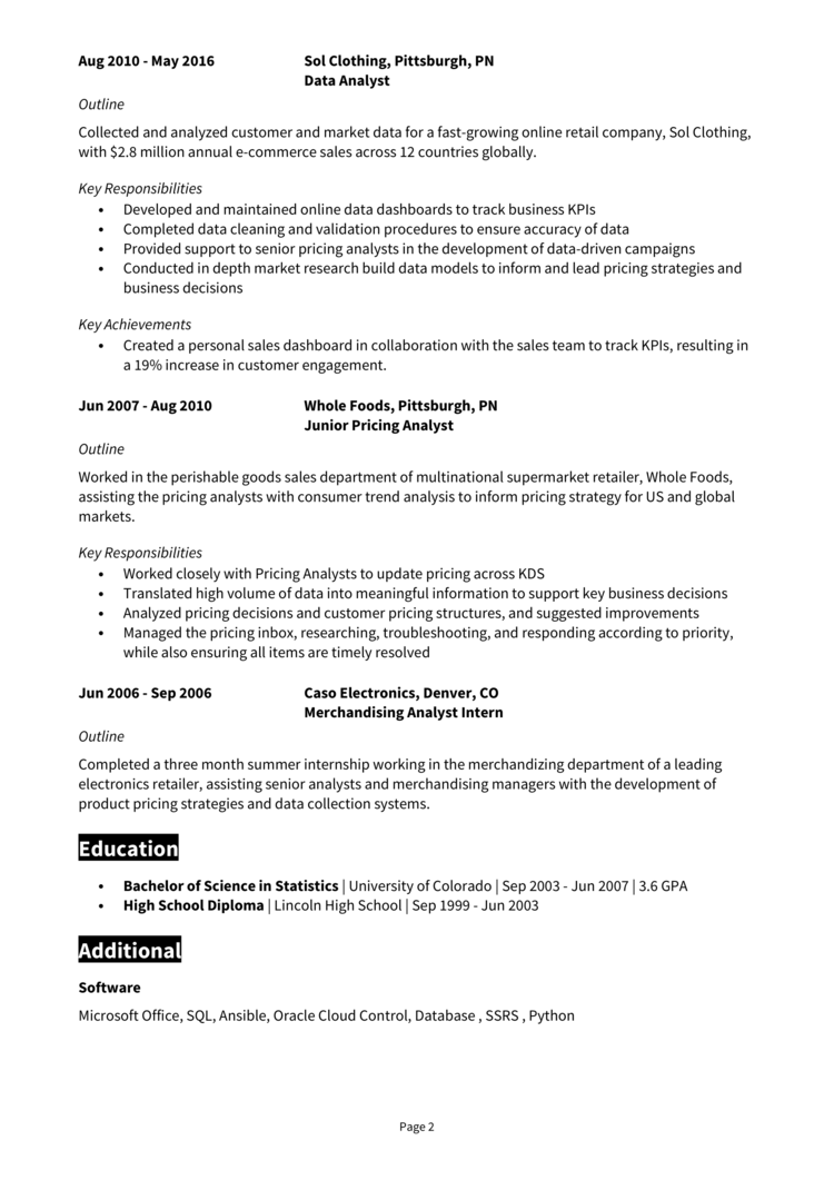 Pricing Analyst resume example + guide [Get the best jobs]