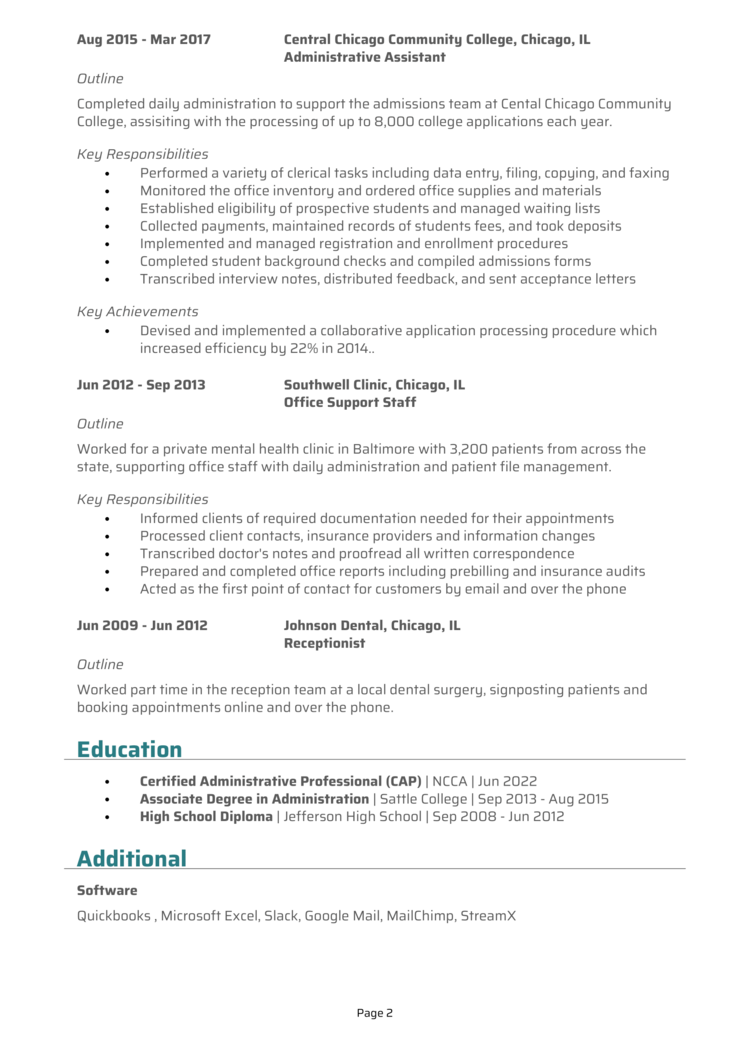 Program Assistant Resume 2