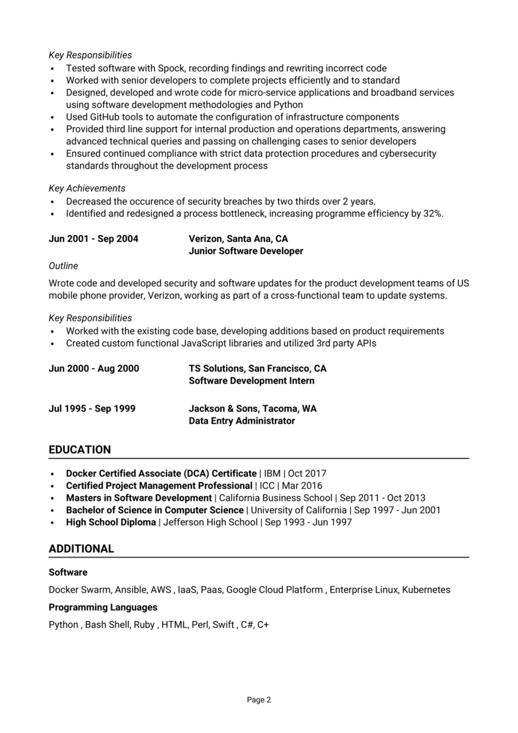 Software Development Manager Resume 2